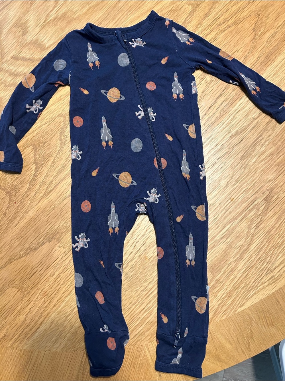 Kyte Baby Navy Space Rocket One-Piece Footed Pajamas